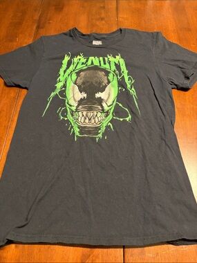 Marvel Black Short Sleeve Tee with Neon Green Venom Graphic